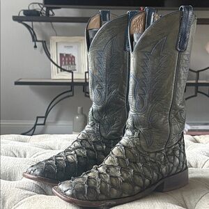 Anderson Bean Men's 11.5 Pirarucu Bass Fish Scale Western Cowboy Boots